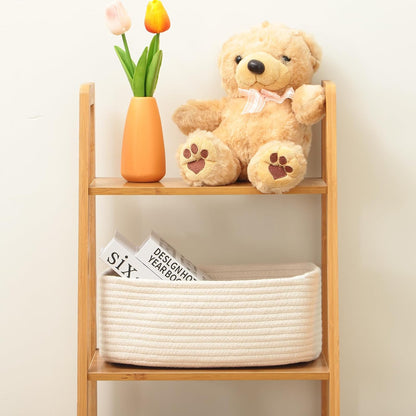 MiniArk Small Storage Baskets for Organizing | Closet Organizer Bins | Shelf Toy Basket | Woven Rope Baskets | Cube Decorative Box | Shallow Basket | L11.5xW7.5xH4.7| Brown
