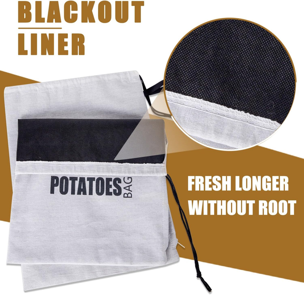 TOGETRUE Potato Onion Storage Bag, Fabric Onion and Potatoes Storage Bag, Washable Garlic Potatoes Onions Keeper with Drawstring for Pantry, 2 Pack (Potato Onion Bag)