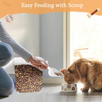 5-10 Lbs Cat Food Storage Container with Scoop - Airtight Dog Food Container - Buckle-Lock Pet Food Container for Dog, Cat, Bird Seed, Chicken, Dry Food Storage Bin Container for Rice, Cereal, Flour