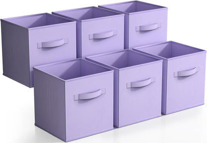 Sorbus Foldable Storage Cubes - 6 Fabric Baskets for Organizing Pantry, Closet, Shelf, Nursery, Playroom, Toy Box, Cubby -11 Inch Dual Handle Collapsible Closet Organizers and Storage Bins (Navy Blue)