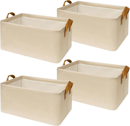 SNWDN Closet Cloth Storage Bins for Shelves, Medium Storage Baskets for Shelves, Fabric Bins for Closet organization with Handles（ Gray 15''L x 10''W x 8''H）