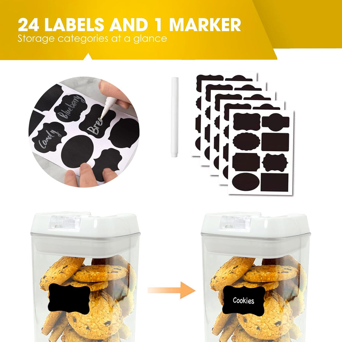 Airtight Food Storage Containers with Lids, 7 PCS BPA Free Kitchen Canisters for Pasta, Dry Food, Flour and Sugar, Plastic Canisters for Pantry Organization and Storage