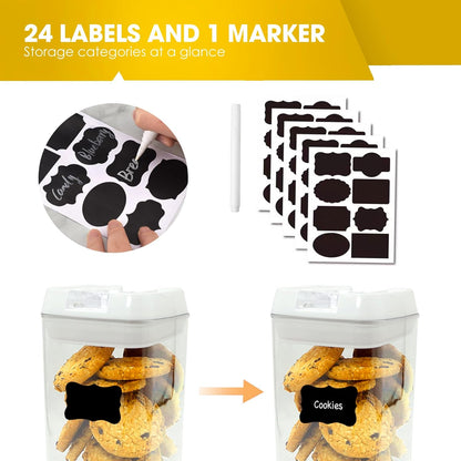 Airtight Food Storage Containers with Lids, 7 PCS BPA Free Kitchen Canisters for Pasta, Dry Food, Flour and Sugar, Plastic Canisters for Pantry Organization and Storage