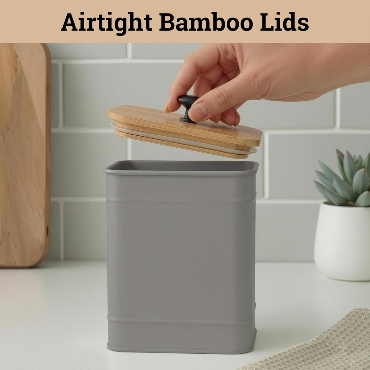 Kitchen Canisters for Countertop Set of 4 with Customizable Chalkboard Labels & Marker Pen - Big Iron Kitchen Canisters with Airtight Lids - Black Canister Set - Flour and Sugar Containers Farmhouse