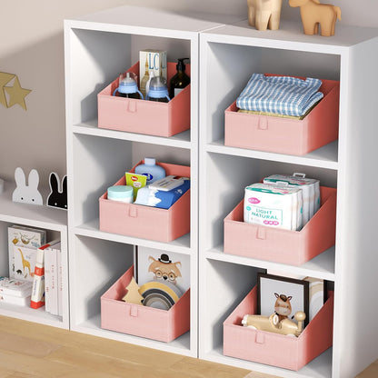 DIMJ Closet Storage Bins - Fabric Storage Baskets for Shelves, Collapsible Closet Organizers and Storage with Handles, Trapezoid Shelf Organization Storage Cubes for Purse, Toys, Books, Towel, Socks