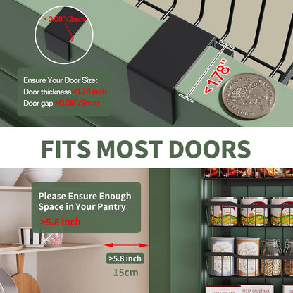 Eastherry Over The Door Organizer，8-Tier Over The Door Pantry Organizer with Adjustable Baskets，Metal Hanging Pantry Organizers and Storage for Kitchen, Back of Door Seasoning Rack (Black)