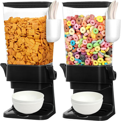 Cereal Dispenser Countertop With Bowls and Spoons Cereal Containers Storage for Pantry Snack Organizer Dry Food Storage Container with Lid for Kitchen Organization Oatmeal Nut Granola（1pcs White）