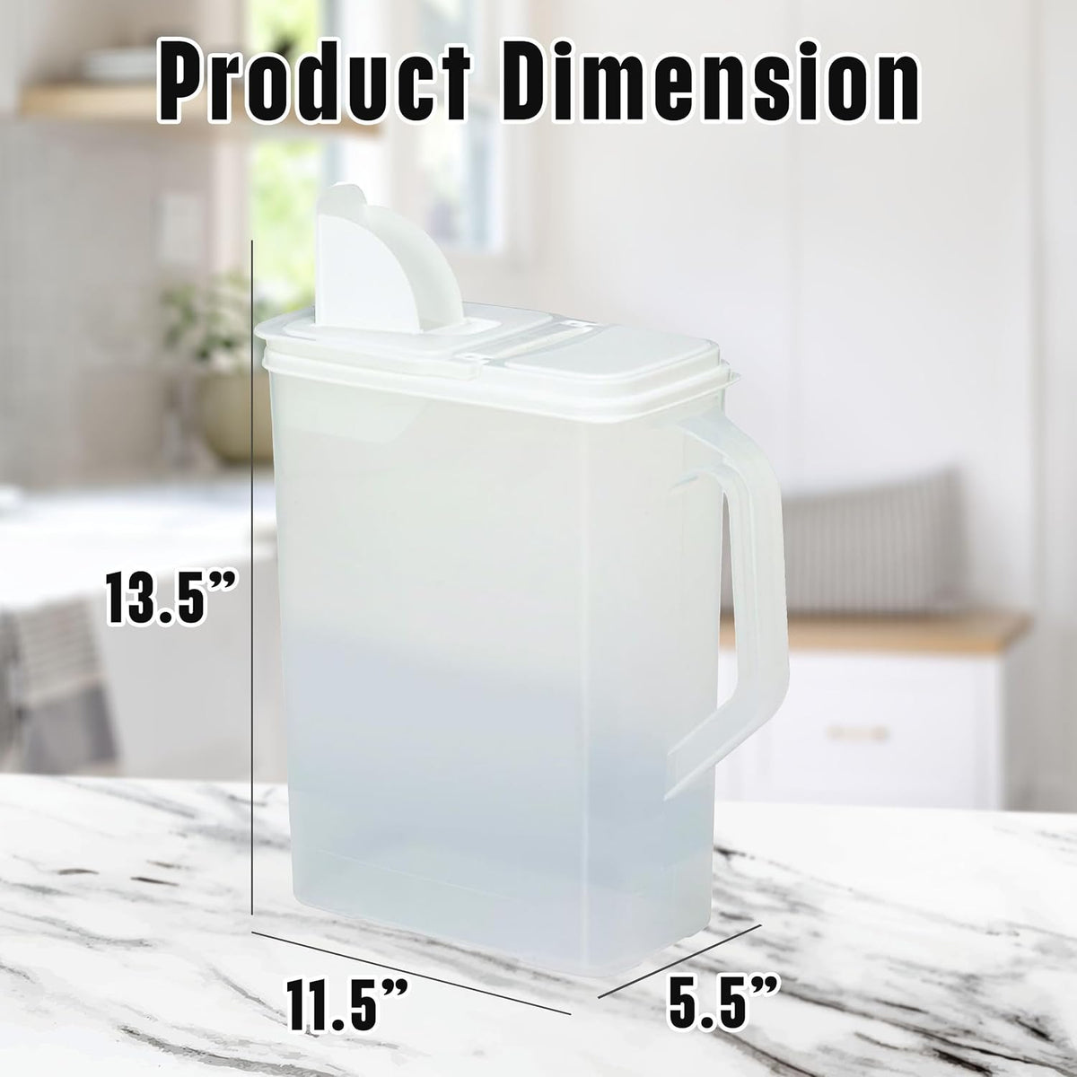 Buddeez Bulk Food Storage Container - 8 Quart All Purpose Clear & Large Pantry and Kitchen Organization and Storage - Cereal, Flour, Sugar, Rice Dispenser, EZ Grip Handle, EZ Pour Spout (White Lid)