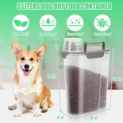 Dog Cat Food Storage Container 3-5lb, Pet Food Container Airtight with Large Spout & Cup, BPA-Free Plastic Food Dispenser for Pet Food, Bird Seed, Rice, Flour (Pink (3L-1pack))