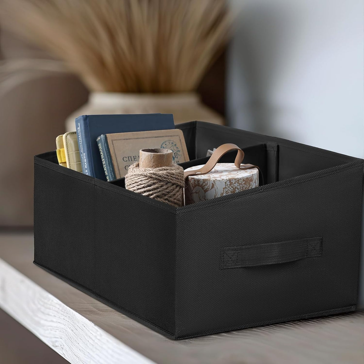 DIMJ Closet Storage Bins - Fabric Storage Baskets for Shelves, Collapsible Closet Organizers and Storage with Handles, Trapezoid Shelf Organization Storage Cubes for Purse, Toys, Books, Towel, Socks