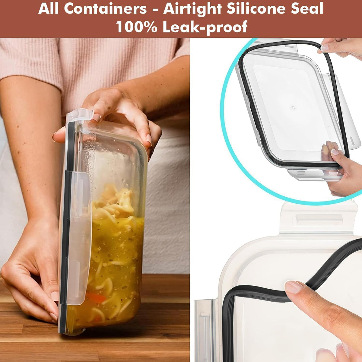 8 Cups/ 63 Oz 4 Piece (2 containers + 2 Lids) Large Glass Food Storage/ Baking Containers with Locking Lids . Ideal for Storing food, vegetables or fruits. BPA Free & Leak Proof -Microwave, Oven Safe