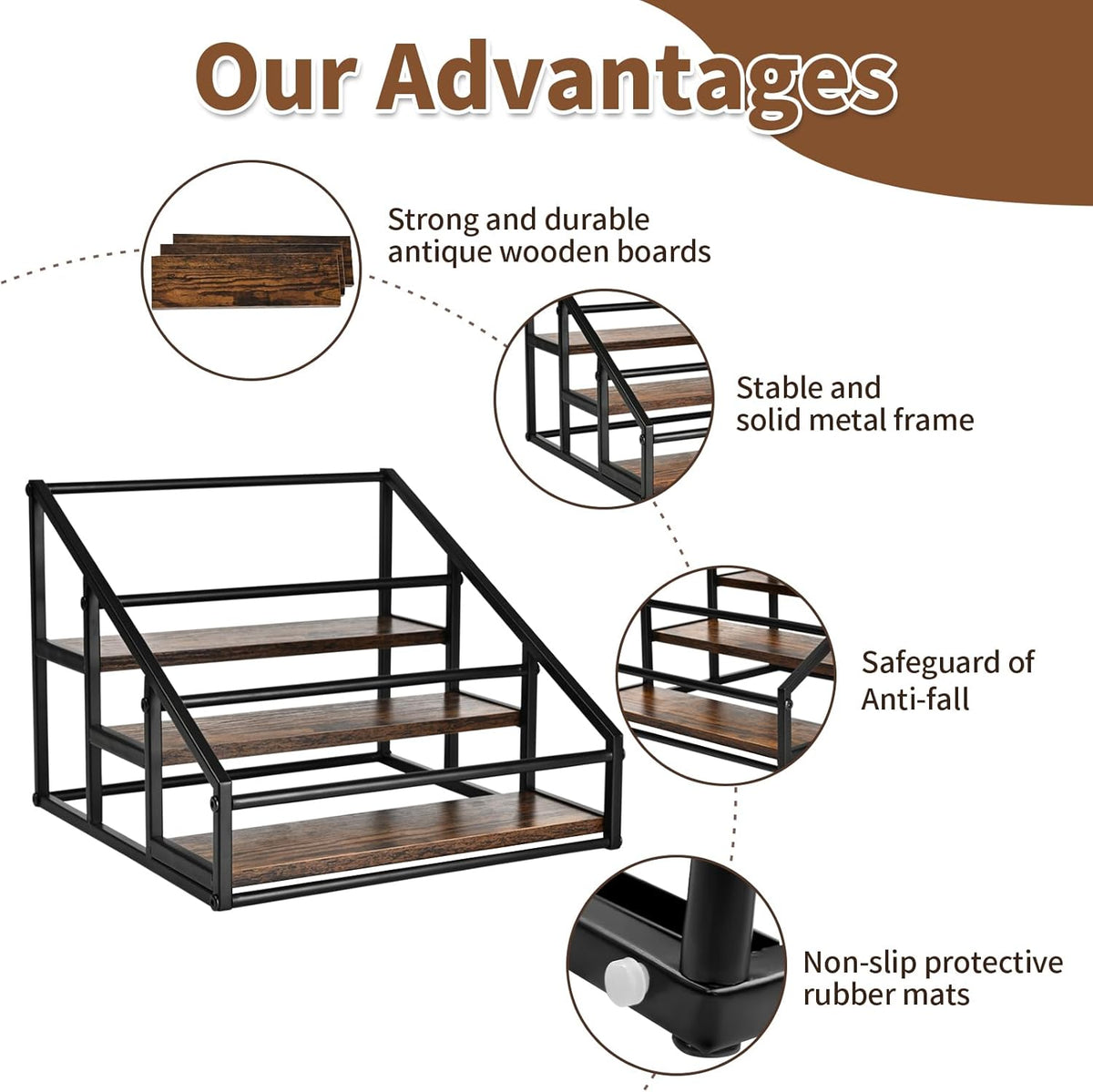 Coffee Syrup Organizer Rack, Liquor Bottle Display Shelf, Spice Racks, 4-Tier 16 Syrup Bottles Holder Stand for Coffee Bar Kitchen Small Wine Rack for Bar Family Storage for Syrup Wine Dressing