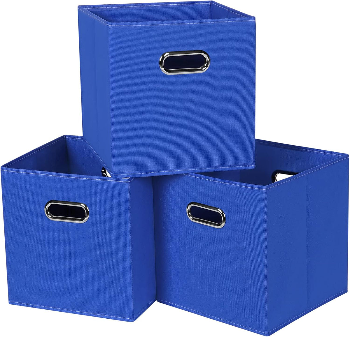 Black Fabric Cubby Storage Bins，13x13x13 Inches ，Cube Organizer Bin Foldable Storage Boxes with Dual Handles Fabric Organizer Box and collapsible Storage basket，Set of 3 ，Black