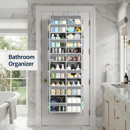 Yecaye Over The Door Organizer, 5 Tier Extra Large Behind Door Storage of 10 Compartments, 80lbs Heavy Duty Door Organizer Hanging with Clear Window for Closet Bedroom Pantry Bathroom, Grey
