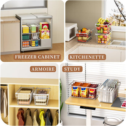 Enhanced Leak-Proof Bottom - Freezer Organizer Bins ， Stackable Deep Freezer Organizer Bins for 7 Cu.FT Small Chest Freezer，organization and storage，pantry organizers（white）