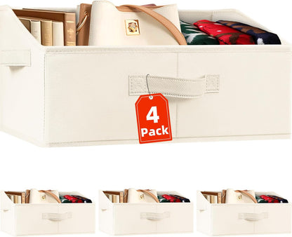 Criusia Closet Organizers Bins - Large Collapsible Shelf Organizer with Handles - Fabric Trapezoid Home Organization and Storage Baskets for Organizing Clothes Toy Blanket Towel Purse Hats