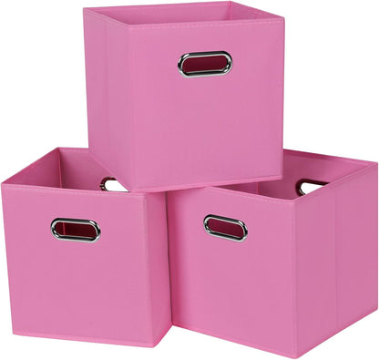 Black Fabric Cubby Storage Bins，13x13x13 Inches ，Cube Organizer Bin Foldable Storage Boxes with Dual Handles Fabric Organizer Box and collapsible Storage basket，Set of 3 ，Black