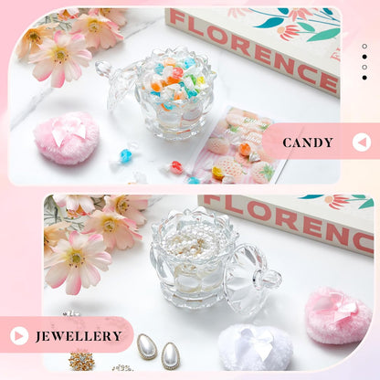 Tioncy 3 Pcs Large Body Powder Puff and Container Valentine's Day gift Powder Container with Puff Crystal Case Soft Washable Reusable Velour Face Body Glitter Wet Dry Makeup (Classic,Clear)