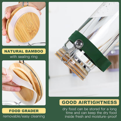 Large Glass Nuts Storage Container, Airtight Food Storage Jar with Bamboo Lid & Scoop, Keeps Nuts Crunchy & Fresh, Perfect for Pantry Organization & Storing Nuts, Almonds, Peanuts - 1.5-Quart