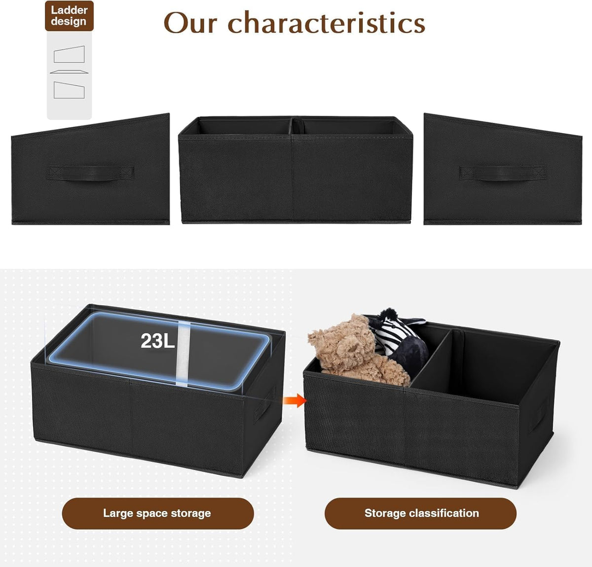 DIMJ Closet Storage Bins - Fabric Storage Baskets for Shelves, Collapsible Closet Organizers and Storage with Handles, Trapezoid Shelf Organization Storage Cubes for Purse, Toys, Books, Towel, Socks