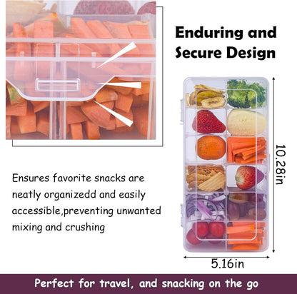 XANGNIER Snack Box Container for Kids Lunch Accessories,Divided Snackle Box Charcuterie Container,12 Compartments Reusable Food Storage Containers for School, Travel,Work,Bento Box Accessories