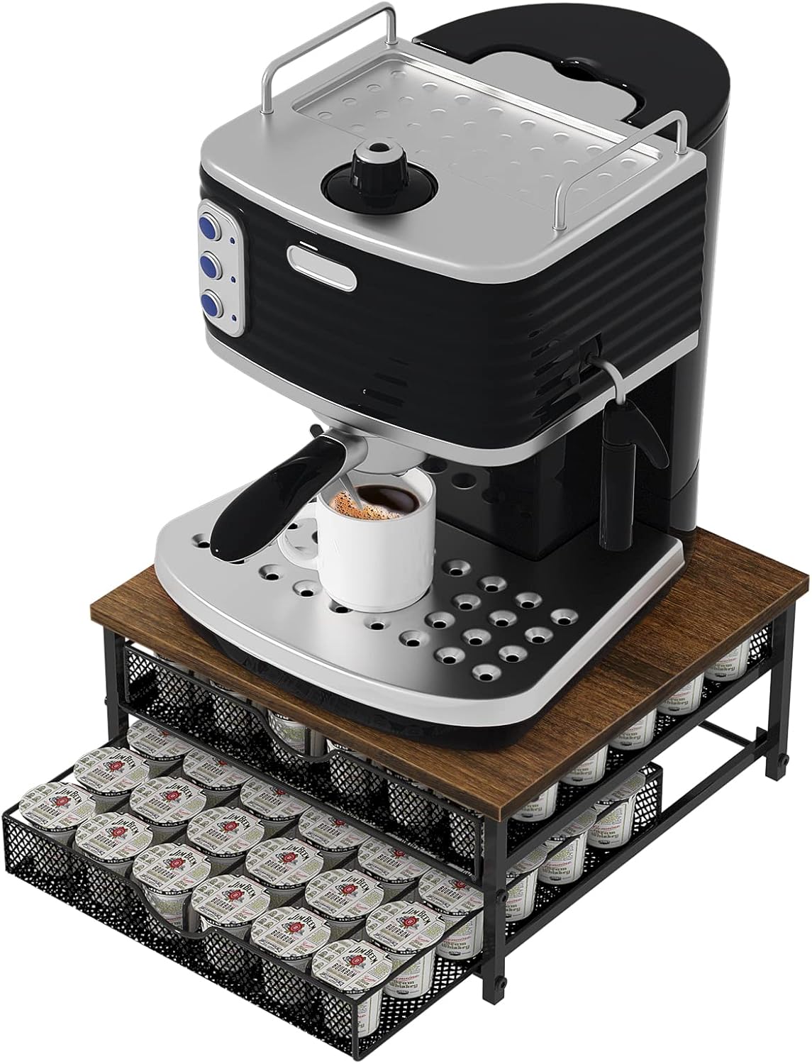 Coffee Pod Holder For Counter, Coffee Pod Drawer for K Cup Storage Drawer Holder, 72 Capacity Pods Storage Organizer Cups Capsule with Sliding Baskets for Coffee Station, Black