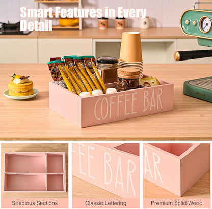 STORAGENIE Wooden Coffee Station Organizer – Removable Dividers, Storage for Coffee Pods, Tea Bags & Accessories, Oasis Blue (11.8" x 7.87" x 3.15")