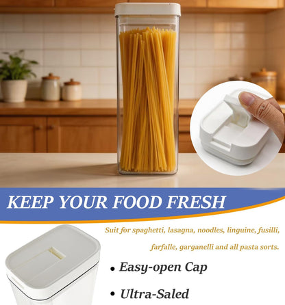 GIEHOUGRIO 2 Pack Clear Pasta Containers, 1.8L Airtight Food Storage Containers with Lids, Kitchen Storage Containers for Spaghetti, Flour, Sugar, Noodles (4.57" x 2.99" x 11.81")