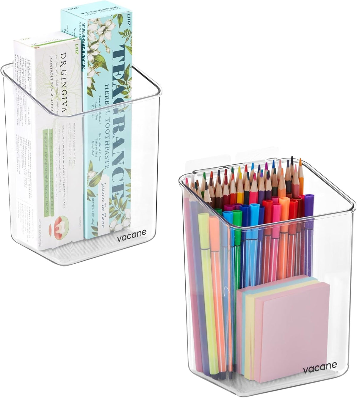 vacane Plastic Adhesive Mount Over Cabinet Door Organizer, Wall Organization Container Makeup Organizer Hanging Basket Bins for Kitchen, Pantry, Craft Room, Office, Space Saving Holder