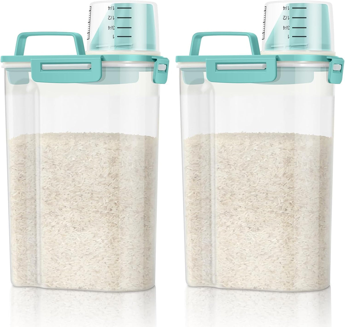 TBMax Rice Container Cereal Storage Container 2 Pack 5 Lbs, Kitchen Pantry Dry Food Storage Holder with Easy-Pouring Spout & Handy Cup, Small Pet Dog Cat Food Dispenser for Daily Feeding -Grey