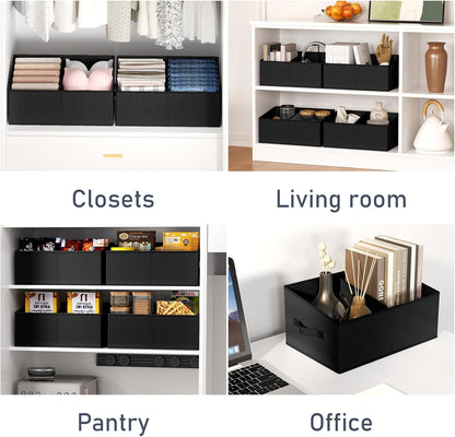 DIMJ Closet Storage Bins - Fabric Storage Baskets for Shelves, Collapsible Closet Organizers and Storage with Handles, Trapezoid Shelf Organization Storage Cubes for Purse, Toys, Books, Towel, Socks
