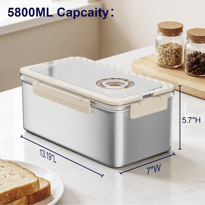QCQHDU Bread Box, Time Recording 304 Stainless Steel Corner Fresh Bread Box Airtight Keeper Food Storage Container for Kitchen Countertop Homemade Breadbox BPA Free, 5800ML Large Capacity, 1 Pack