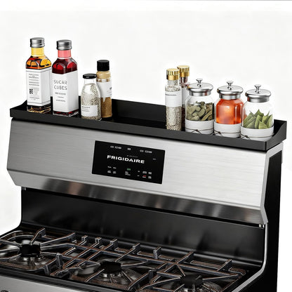 Magnetic Stove Top Shelf, Over the Stove Shelf Spice Rack & Spice Organizer – 30" Heat Resistant Silicone Stove Shelf, No Drill Kitchen Storage Organizer for Gas/Electric Stoves & Small Kitchens