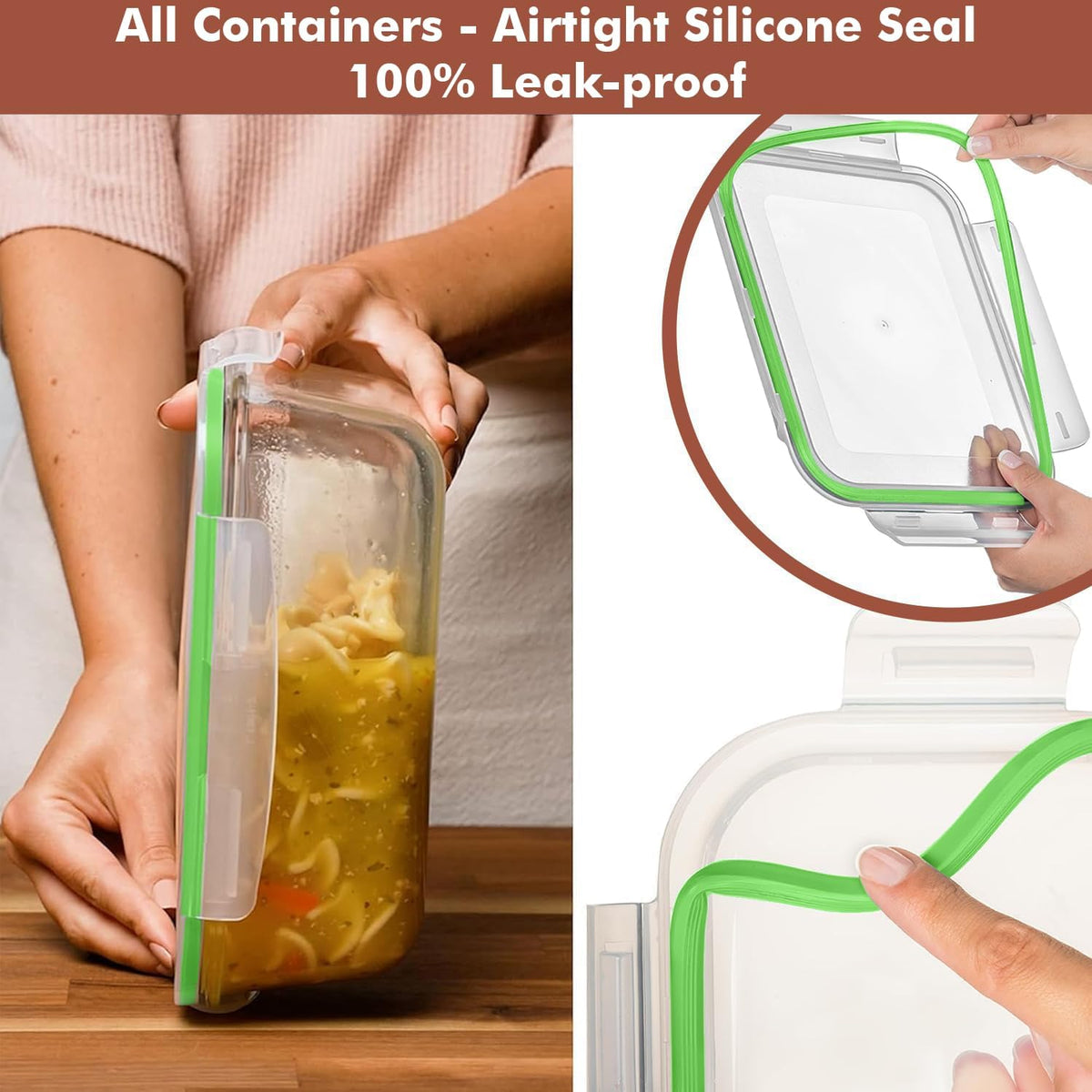 8 Cups/ 63 Oz 4 Piece (2 containers + 2 Lids) Large Glass Food Storage/ Baking Containers with Locking Lids . Ideal for Storing food, vegetables or fruits. BPA Free & Leak Proof -Microwave, Oven Safe