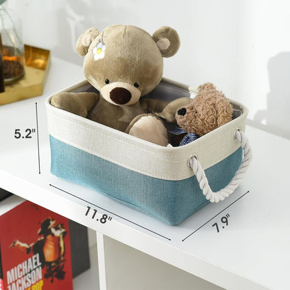 Fabric Storage Bins 12x8x5 inch [6-Pack] with Rope Handles - Decorative Baskets for Organizing
