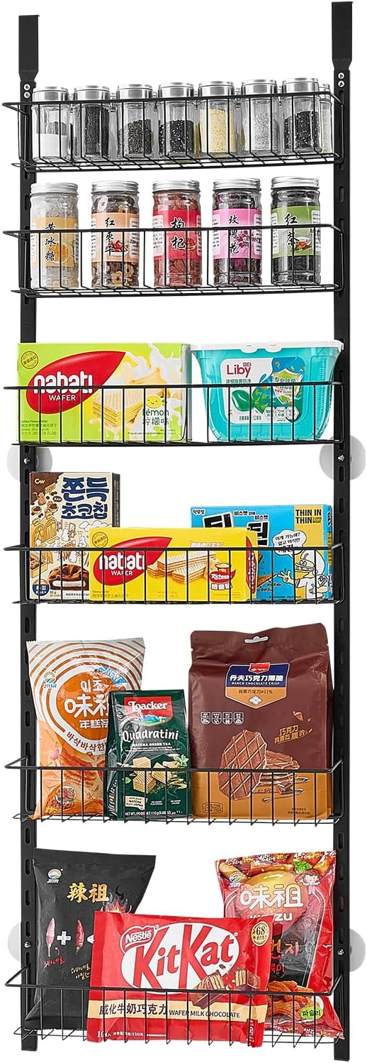 VEVOR Over the Door Pantry Organizer, 10-Tier Pantry Organization and Storage, Heavy-Duty Steel Hanging Spice Rack, Adjustable Wall Seasoning Shelves, for Home Kitchen Laundry Room Bathroom, White