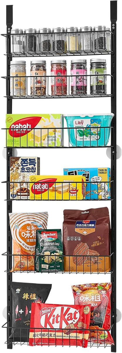VEVOR Over the Door Pantry Organizer, 10-Tier Pantry Organization and Storage, Heavy-Duty Steel Hanging Spice Rack, Adjustable Wall Seasoning Shelves, for Home Kitchen Laundry Room Bathroom, White