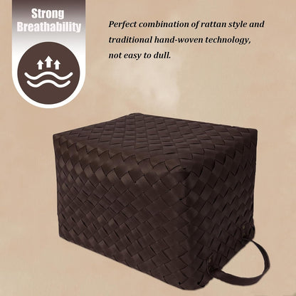 BROWNLILY Handwoven Clothes Basket Laundry Hampers Large Wicker Storage Baskets for Shelves Blankets Closet Storage Bins Car Bedroom Bathroom Organizers and Storage Bath (Pack of 4, Brown)