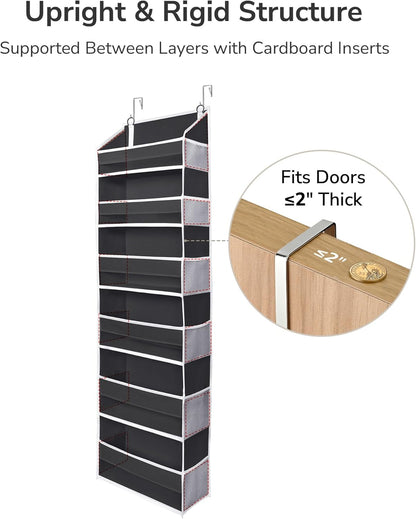 ULG Over The Door Organizer with 6 Large Pockets 12 Side Pockets, 50lbs Weight Capacity Door Hanging Organizer for Bedroom, Bathroom, Pantry, Nursery Storage, Beige