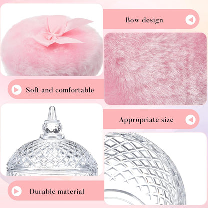 Tioncy 3 Pcs Large Body Powder Puff and Container Valentine's Day gift Powder Container with Puff Crystal Case Soft Washable Reusable Velour Face Body Glitter Wet Dry Makeup (Classic,Clear)