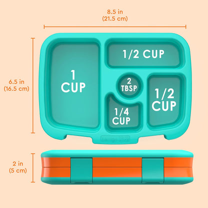 Bentgo Kids Bento-Style 5-Compartment Leak-Proof Lunch Box - Ideal Portion Sizes for Ages 3 to 7 - Durable, Drop-Proof, Dishwasher Safe, PFAS & BPA-Free & Made with Food-Safe Materials (Blue)