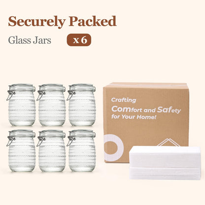 ComSaf 0.5 Gallon / 3 Pack Wide Mouth Glass Jars with Airtight Lids,Large Airtight Food Storage Containers for Pantry, Heavy-Duty Canister Set for Flour, Sugar, Cereal, Cookies, and Pet Food