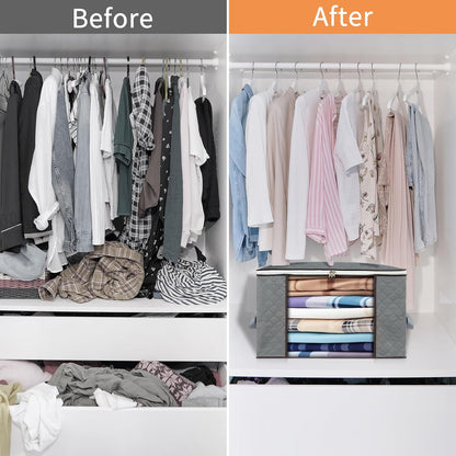 combocube Zippered Storage Bag for Closet King Comforter, pillow, quilt, bedding, Clothes, Blanket Organizers with Large Clear Window & Carry Handles Space Saver