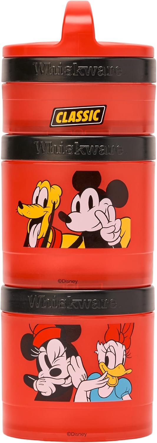 Whiskware Bluey Stackable Snack Containers for Babies, Toddlers, and Kids, 3 Stackable Snack Cups for School and Travel, Cupholder Friendly, Bluey and Bingo! Let’s Do This!