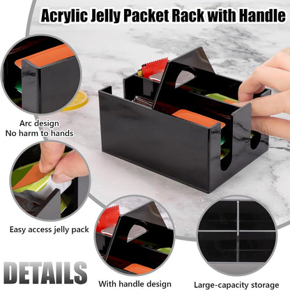 Acrylic Jelly Packet Rack Jelly Packet Holder Jelly Packet Dispenser Jam Packets Holder Condiment Packet Holder Condiments Packet Storage Display Black Condiment Packet Organizer for Table Restaurant