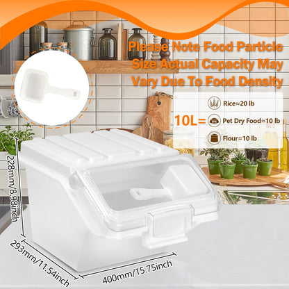 Flour Bin, 10 lb Stackable Kitchen Ingredient Storage Container with Lid - Food Pantry Organizer for Flour, Sugar, Rice, Baking,Dog Food Supplies (2.64 GAL-2.33 LB)