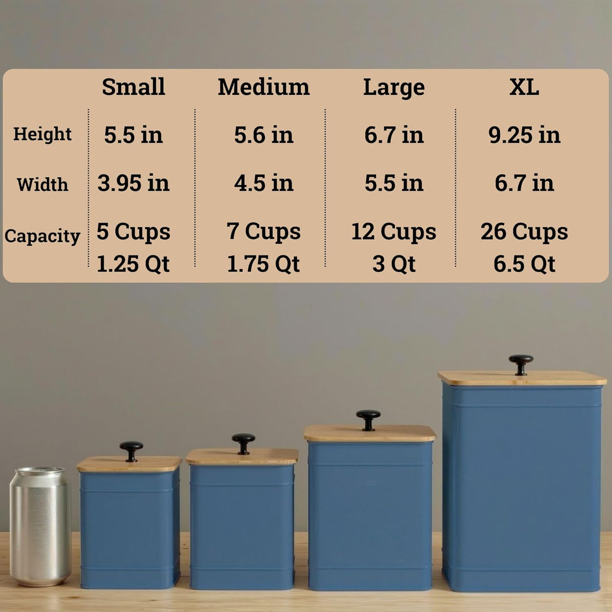 Kitchen Canisters for Countertop Set of 4 with Customizable Chalkboard Labels & Marker Pen - Big Iron Kitchen Canisters with Airtight Lids - Black Canister Set - Flour and Sugar Containers Farmhouse