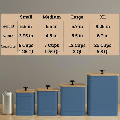 Kitchen Canisters for Countertop Set of 4 with Customizable Chalkboard Labels & Marker Pen - Big Iron Kitchen Canisters with Airtight Lids - Black Canister Set - Flour and Sugar Containers Farmhouse