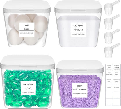 Lifewit Laundry Pods Container with Pop-up Lid, Laundry Room Organization, Dryer Sheet Holder for Washing Powder Scent Booster Beads, 2700 +2000ml/0.72+0.5gal,3 Pcs