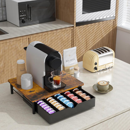 gianotter Crystal Tempered Glass Vertuo Pod Holder Drawer, Compatible with Nespresso Vertuo Capsules, Compatible with 40 Large or 60 Small Nespresso Capsule Organizer (transparent)
